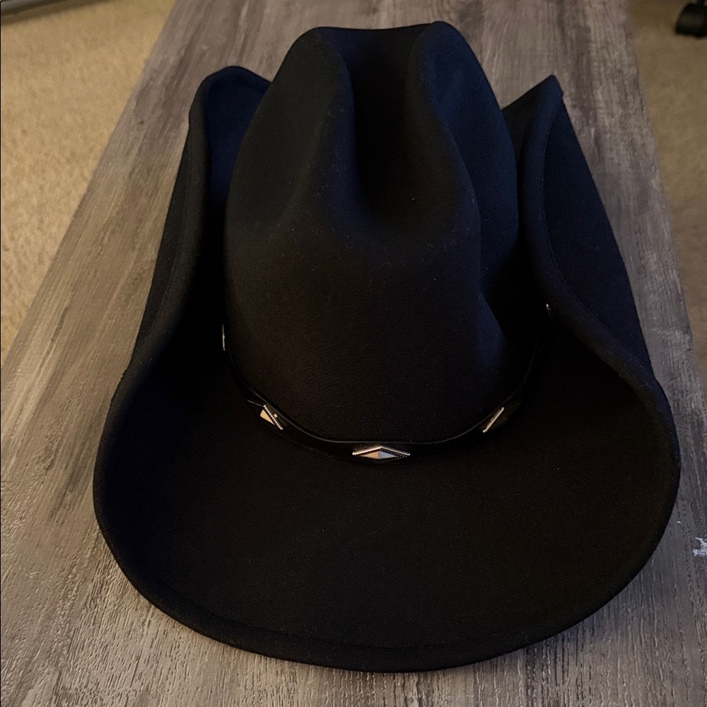 Forever 21 Black Felt Cowboy Hat with Decorative Band